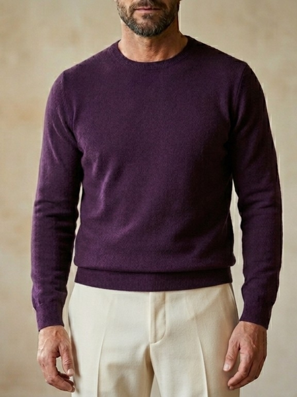 Massimo Alba Italy 100% Cashmere Sweater Purple Mens L 22.5" P2P - READ